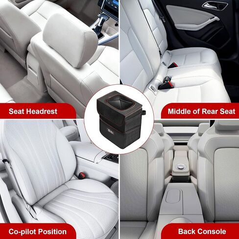 Simple Deluxe Car Trash Can with Storage Pockets, Leak-Proof Car Garbage Can with Adjustable Straps, Collapsible, Portable and Waterproof Trash Bag for Car, 3 Gallon, Black in Saudi Arabia