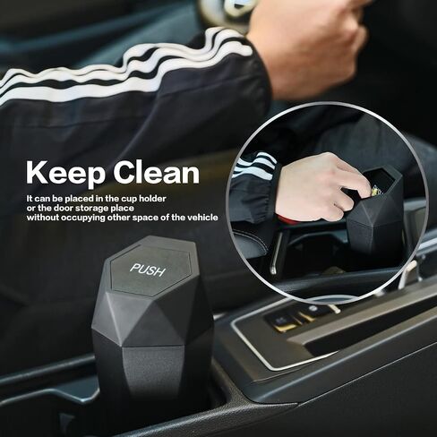 Car Trash Can with Lid,Car Cup Holder Trash Can,Leakproof New Car Dustbin Diamond Design,Garbage Bin Mini Trashcan for Car, Vehicle Waste Holder Organizer for Car,Home, Office, Kitchen (2 Gold) in Saudi Arabia