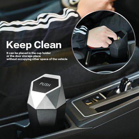 Car Trash Can with Lid,Car Cup Holder Trash Can,Leakproof New Car Dustbin Diamond Design,Garbage Bin Mini Trashcan for Car, Vehicle Waste Holder Organizer for Car,Home, Office, Kitchen (2 Gold) in Saudi Arabia