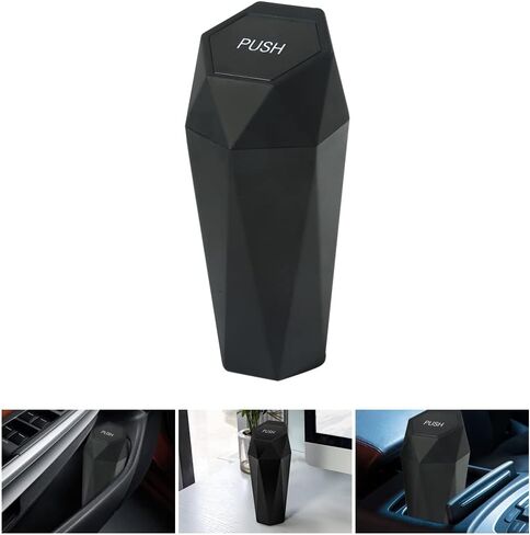 Car Trash Can with Lid,Car Cup Holder Trash Can,Leakproof New Car Dustbin Diamond Design,Garbage Bin Mini Trashcan for Car, Vehicle Waste Holder Organizer for Car,Home, Office, Kitchen (2 Gold) in Saudi Arabia