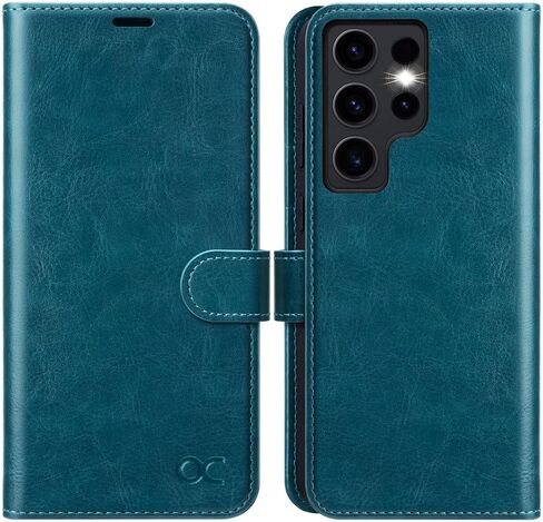 OCASE متوافق مع حافظة محفظة Galaxy S24 Ultra 5G، حافظة قابلة للطي من جلد البولي يوريثان مع حامل بطاقات RFID Blocking Stand [غلاف داخلي من مادة TPU مقاوم للصدمات] غطاء هاتف 6.8 بوصة (2024)، أسود in Kuwait