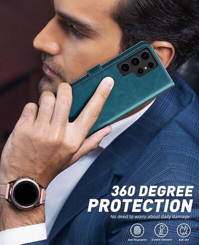 OCASE Compatible with Galaxy S24 Ultra 5G Wallet Case, PU Leather Flip Folio Case with Card Holders RFID Blocking Kickstand [Shockproof TPU Inner Shell] Phone Cover 6.8 Inch (2024), Red in Saudi Arabia