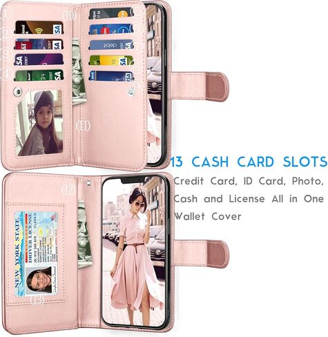 Tekcoo Wallet Case Compatible with iPhone 13 (6.1 inch) 2021 Luxury ID Cash Credit Card Slots Holder Carrying Pouch Folio Flip PU Leather Cover [Detachable Magnetic Hard Case] with Strap [Black] in Kuwait