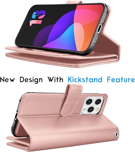 Tekcoo Wallet Case Compatible with iPhone 13 (6.1 inch) 2021 Luxury ID Cash Credit Card Slots Holder Carrying Pouch Folio Flip PU Leather Cover [Detachable Magnetic Hard Case] with Strap [Black] in Kuwait