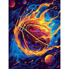 LXTONG Rugby Football 5D Diamond Art Painting Kits, Flame Rugby Diamond Painting Set, Rugby Game Diamond Painting for Beginners Arts and Crafts Wall Decor (12X16 Inches)