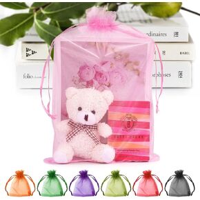 ANZNKU 50 Pack White Organza Bags 8x12 inch Mesh Bags Drawstring Large Gift Pouches for Jewelry Candy Wedding Christmas Party Favor