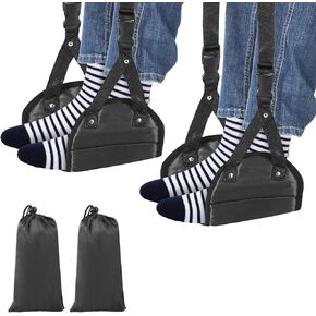 2 Pack Aircraft Travel Footrest Hammock, Adjustable Length Airplane Foot Hammock Travel Comfortable Foot Rest Plane Aircraft Footrest for Long Trips