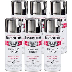 Rust-Oleum 7718830-6PK Stops Rust Bright Coat Metallic Spray Paint, 11 Oz, Chrome, 6 Pack