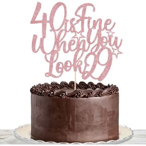 Golden Glitter Hello 40 Cake Topper - Forty and Fabulous Cake Topper ，Cheer to 40th Years，40th birthday/Anniversary decorations。 ﻿ (Hello 40, Black)
