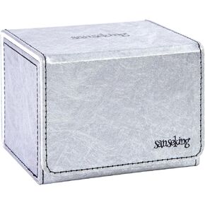 Magic Card Deck Box for MTG Single Deck Card Box fits 100+ TCG Sleeved Cards Tyvek® Paper Card Box Top Loading Card Boxes Magic Gift for MTG TCG CCG (Vertical,Silver)