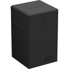 Ultimate Guard Flip'n'Tray 133+, Deck Case for 133 Double-Sleeved TCG Cards + Dice Tray, Black, Independent Magnetic Closure & Microfiber Inner Lining