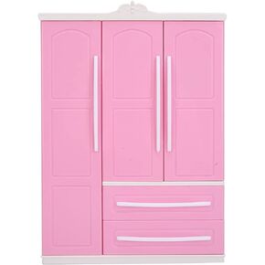 خزانة دمية ثلاثية الأبواب ، ألعاب هدايا Dollhouse Deable Dollhouse Wardrobe ، For Girls Home Kids Dolls