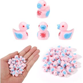 25pcs Tiny Spider Resin Ducks, Small Resin Duck with Spider Web Miniature Garden Decorations Mini Landscape Decor for Home Office Car Decor Festive Gift(Red)