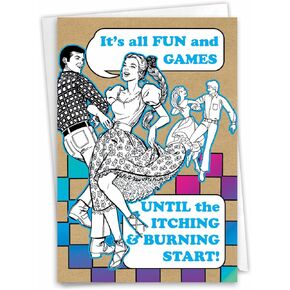 NobleWorks - 1 Funny Happy Birthday Greeting Card - Retro Woman Humor, Notecard Talk Bubbles - Mind Your Language C3229BDG