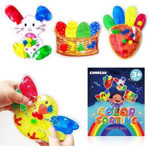 Easter Basket Stuffers, Fidget Squeeze Toys for Kids Boys Girls, 4Pcs Color Sorting Sensory Toys, Color Matching Fine Motor Skills Game for Toddlers, Preschool Learning Activities Montessori Toy
