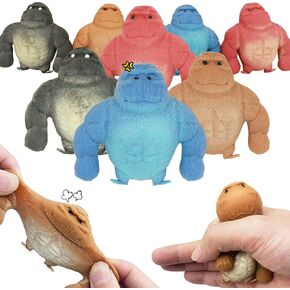 8 Pack Mini Monkey Stress Balls， Humorous Squishy Monkey Stress Relief Toys, Ideal Fidget Tools for Autism Sensory Play, Perfect Gorilla Toy for Kids Party Favors.