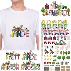 Supervitae 6 Sheets 156 pcs الحديد على الحروف 1.6 بوصة نقل حرارة الحروف الحرارية A-Z الحديد على رسائل فينيل الحروف الابجدية لملابس السيارة T-shirt شارات الأقمشة DIY الحرف (مزرعة) in Kuwait