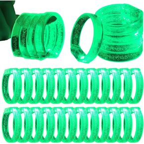 Leitee 24 Pcs Glow in the Dark Bracelets St Patricks Day Bracelet LED Light up Bracelet Flashing LED Wristband Light up Party Favors for Wedding Bachelorette Birthday Carnival Gifts Supply(Green)