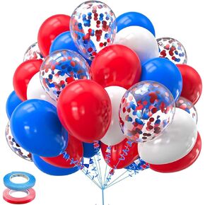 60PCS Blue Red and Black Balloons,Blue Red and Black Balloon Arch Kit Red Black and Blue Birthday Decorations,Suitable for Hero Party Birthday Shower Graduation Party Decorations