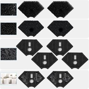 AquaMiracle Turtle Aquarium Filter Replacement Sponge, Turtle Filter Replacement Parts, Including 2 x Coarse Sponge, 2 x Fine Sponge 2 x Ceramic Rings & 4 x Activated Carbon, for 30-60 Gallon