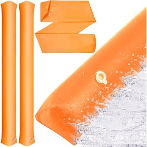 Amylove 2 Pcs PVC Inflatable Flood Barriers for Home Reusable Garage Water Barriers Flood Prevention Barriers for Flooding Rain Snow Melted Garage Door Basement Home(Orange, 6 ft x 8 x 4 in)
