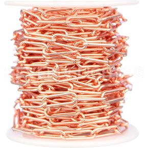 CleverDelights Bulk Paperclip Chain - 3/16" x 5/8" Link - 25 Feet - Rose Gold Color