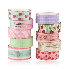 مجموعات شريط Washi (10 لفات) ، شريط Washi لطيف بنكهة الفراولة مع ملحقات سجل القصاصات متعددة الناعم ، معطرة على شريط قصاصات ، الألبوم ، الكتب ، DIY ، غلاف الهدايا ، الحرفة