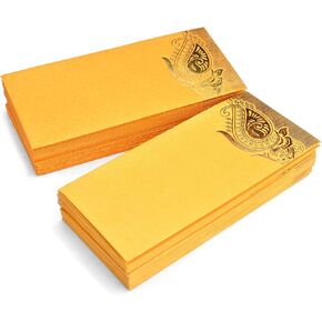 AargKraft™ Money Gift Envelopes Lifafa - Multi Color Pack of 50 Premium Designer Envelopes (Yellow, Orange)