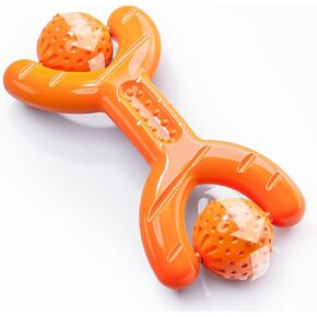 Indestructible Dog Toys for Aggressive Chewers - Heavy Duty Chew Proof Durable Toy for Large Breed Dogs, Interactive Tough Nylon Bone for Boredom Relief & Mental Stimulation,Orange