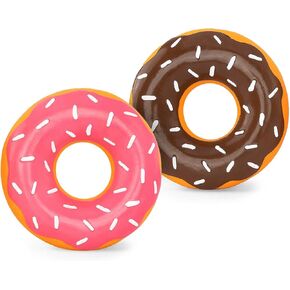 Zippypaws Latex Donutz - لعبة مضغ الكلاب ، لعبة حلقة مطاطية مطاطية متينة ، ألعاب خط الجرو ، ألعاب صعبة وصارقة للكلاب الصغيرة والمتوسطة ، مواد مطاطية مرنة - الشوكولاتة والفراولة ، 2 عبوة
