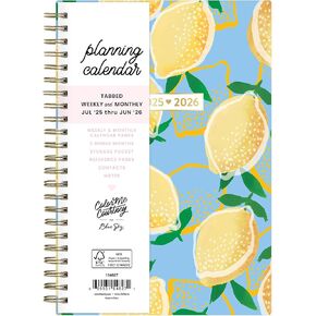 Blue Sky Color Me Courtney 2025-2026 Weekly and Monthly Academic Year Planner Calendar, July 2025 - June 2026, 5" x 8", Hard Cover, Wirebound, Laminated Tabs, Storage Pocket, Lemonade