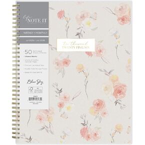 Blue Sky Life Note It 2025-2026 Academic Year Weekly and Monthly Planner, July 2025 - June 2026, 8.5" x 11", Frosted Cover, Laminated Tabs, Wirebound, Storage Pocket, Hannah