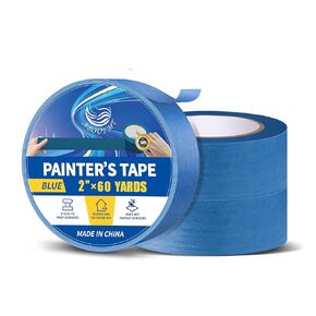 Blue Painters Tape 2 Inches Wide(2" X 60 Yards), Premium Masking Tape Must-Have Wall Painting Supplies for DIY Enthusiasts and Pros Alike(Strong Viscosity) (3 Pack)