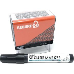 SECURE ID and SECURE MARKER COMBO, Identity Theft Block Out Stamp and Marker Combo. Perfect For Blocking Out Confidential Information, Orange Case