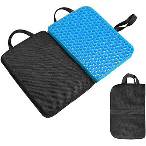Foldable Gel Seat Cushion for Travel 22.5 x 14 Inches, Portable Travel Seat Cushion, Honeycomb Seat Cushion Gel, Portable Seat Cushion for Travel, Portable Gel Cushion for Pressure Relief (Black)