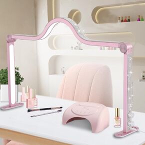 Half Moon Light for Nail Desk, 34.5In Foldable Square Nail Tech Lamp, 3000-6000K Dimmable Half Moon Nail Light for Manicure, Lash Eyelash Extension, Tattoo, Eyebrows, Crafts (White, A)