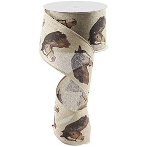 Horse Head Burlap Wired Ribbon, Brown Beige (2.5 Inches X 10 Yards) : RG0165501