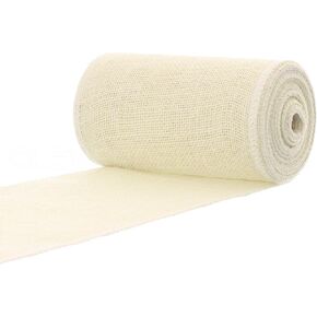 CleverDelights 6" Ivory Burlap Ribbon - Wired Edges - 10 Yards - Jute Burlap Fabric Ribbon