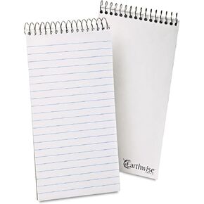 Ampad Earthwise by Ampad Recycled Reporter's Notepad, Gregg Rule, White Cover, 70 White 4 X 8 Sheets