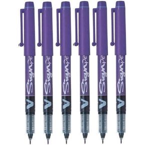 Pilot Purple/Violet V Sign Pen Liquid Ink Medium 2mm Nib Tip 0.6mm Line Width V-Sign Fibre Tip Point Marker Graphics SW-VSP (Pack of 6)