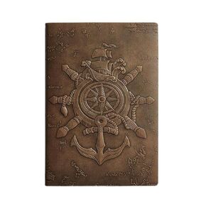 Tylwymi Vintage PU Leather 3D Neutical Neutical Notebook - 160 صفحة A5 8.3x5.6 بوصة - مجلة يوميات وكتابة ، للنساء الرجال (القهوة البني)