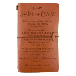 Sister in Christ Gifts for Women, Engraved Leather Journal Gift For Women Christian Faith, Christmas Birthday Gift For Sisters Friends Female, Leather Notebook for Religious Sisters Women Friend