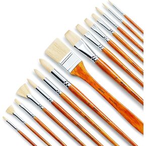 ARTIFY Professional Oil Paint Brushes Set, Acrylic Paint Brushes, 15 Pcs Chungking Bristle Paintbrush Set with Long and Heavy Handle for Oil and Acrylic Gouache Painting, Green