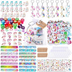 178 PCS Unicorn Party Favors لـ 16 Kids Unicorn Birthday Party Supplies with -keychain sticker stamp repl repl shatelet tattoom gift for girls goodie good fillers piñata chatchsers