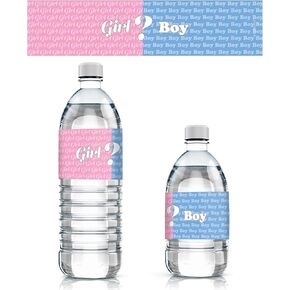 Baby Gender Reveal Party Water Bottle Labels (24 Count)