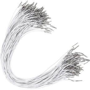 Tofficu 100pcs Crafts Elastic Barbed Cord, Round Stretch Loop Band with Metal Ends Hat Chin Cord Strap for Party DIY Hats Masks Menus Badges Signs Hoodie Sweatpants