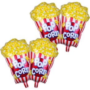 4PCS Popcorn Balloons Foil Aluminum Birthday Balloon Party Decorations for Party Happy Birthday Snacks Themed Party Supplies