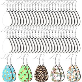 50pcs Sublimation Blank Earrings, 1.8" Sublimation Earring Blanks for Mom, Lightweight Wood Earrings Blanks with Protective Film, Unfinished MDF Teardrop Earrings for Earring Making