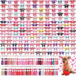 Talltalk 240 Pcs St. Patrick's Day Dog Bow Ties Dog Collars Adjustable Dogs Bow Ties Collar Valentines Dog Accessories for Pet Small Medium Dog Cat Accessories(Shamrock)