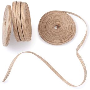KISSITTY 5 Roll Burlap Fabric Ribbon 1/4"(6mm) Wide Natural Jute Tan Linen Fabric Ribbon Rustic Easter Craft Trim Ribbon Rolls for DIY Handmade Sewing Crafts Making Accessories